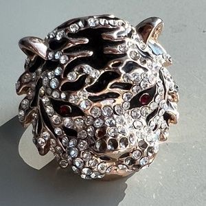 Gold Black and Silver Tiger Ring